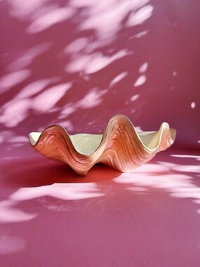 Vintage Ceramic Shell-Shaped Decorative Bowl - Pearl Blush